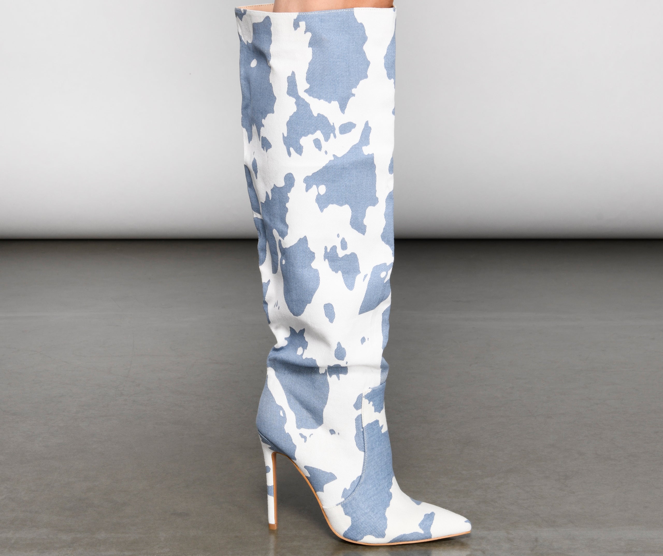 Moo Over Denim Knee-High Stiletto Boots - Image 8