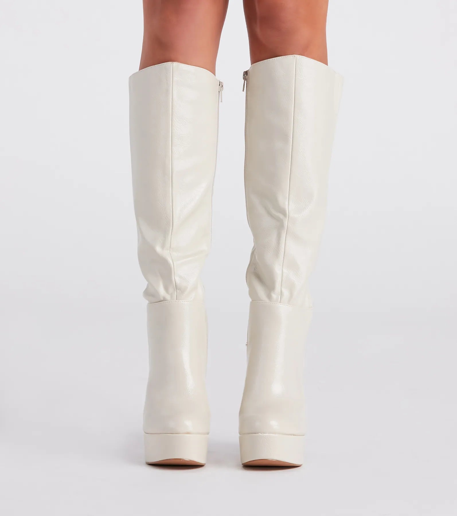 Edgy-Chic Under-The-Knee Platform Boots - Image 2