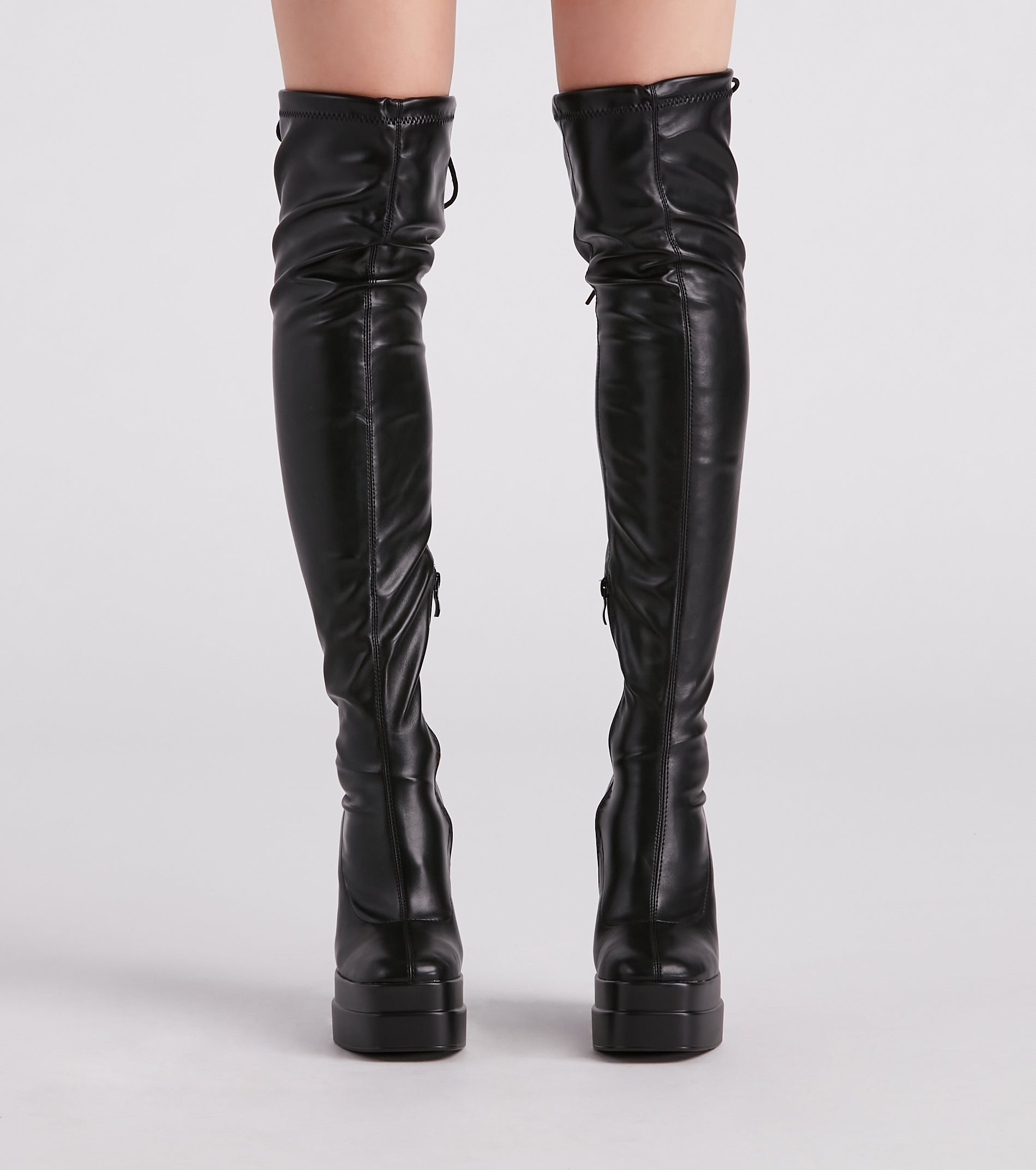 Bold Strut Faux Leather Thigh-High Boots - Image 2