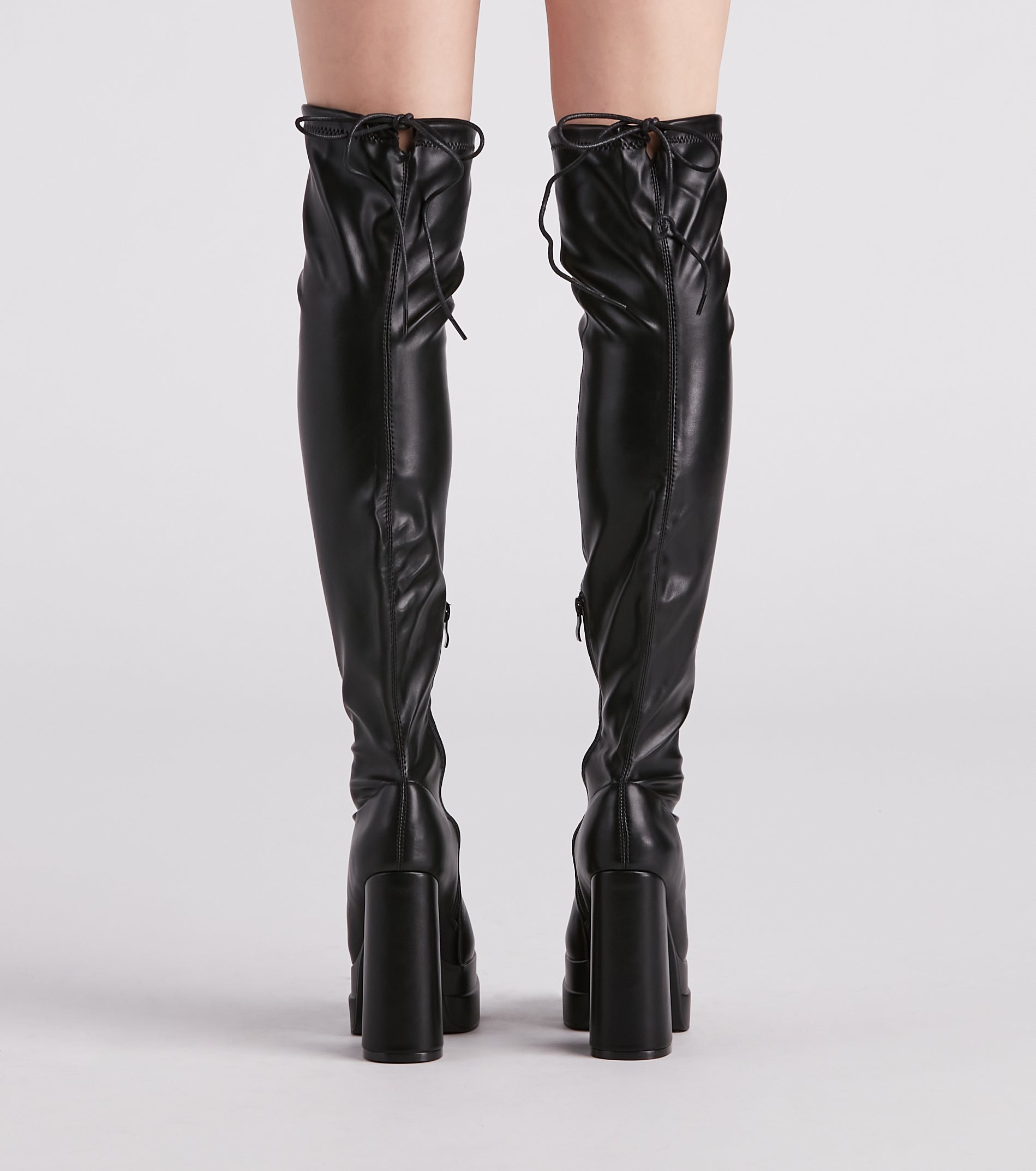 Bold Strut Faux Leather Thigh-High Boots - Image 4
