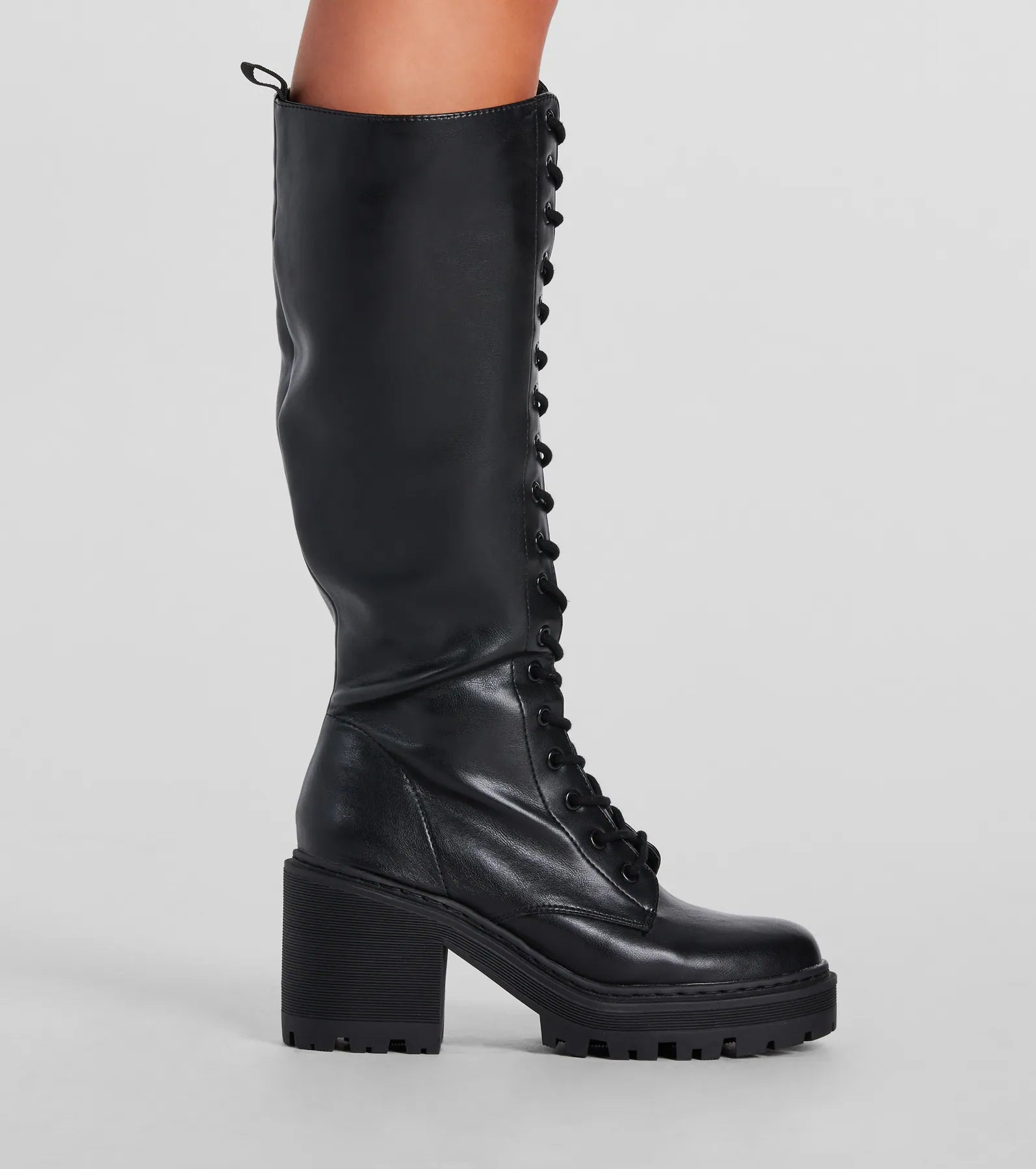 Edgy Allure Under-The-Knee Combat Boots - Image 3