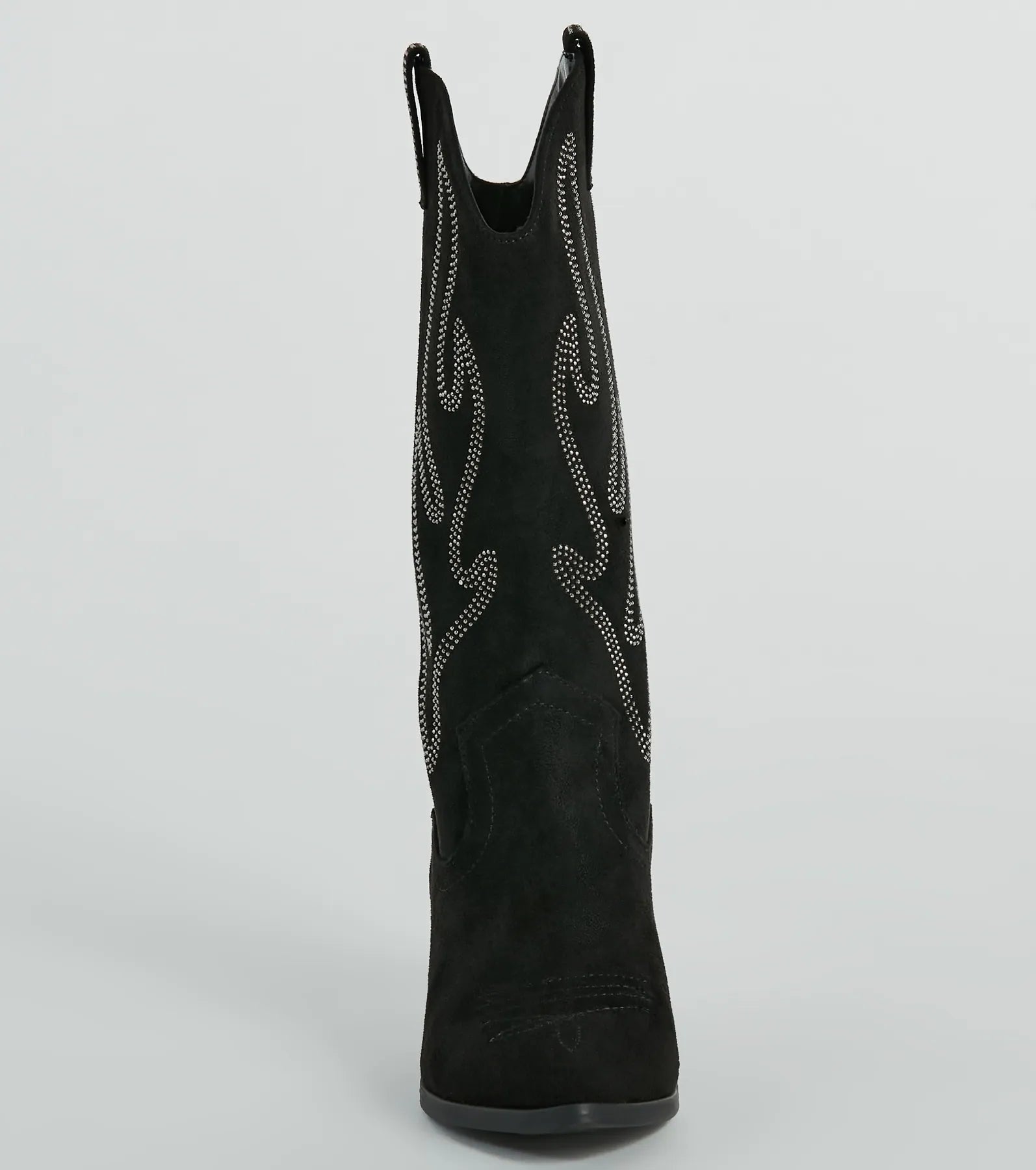 Country Cute Rhinestone Faux Suede Cowboy Boots - Image 3