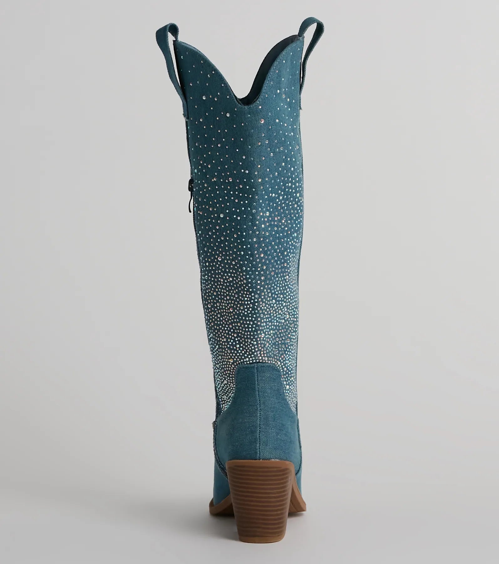Upbeat Glam Rhinestone Denim Cowboy Boots - Image 4