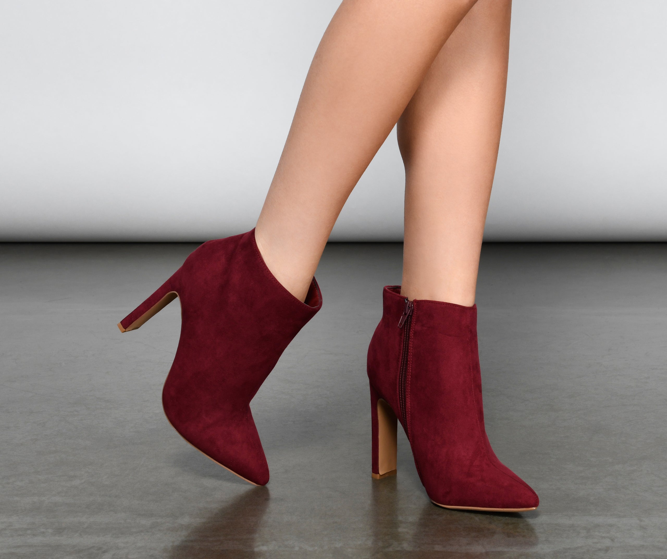 Uptown Girl Faux Suede Pointed Toe Booties - Image 3