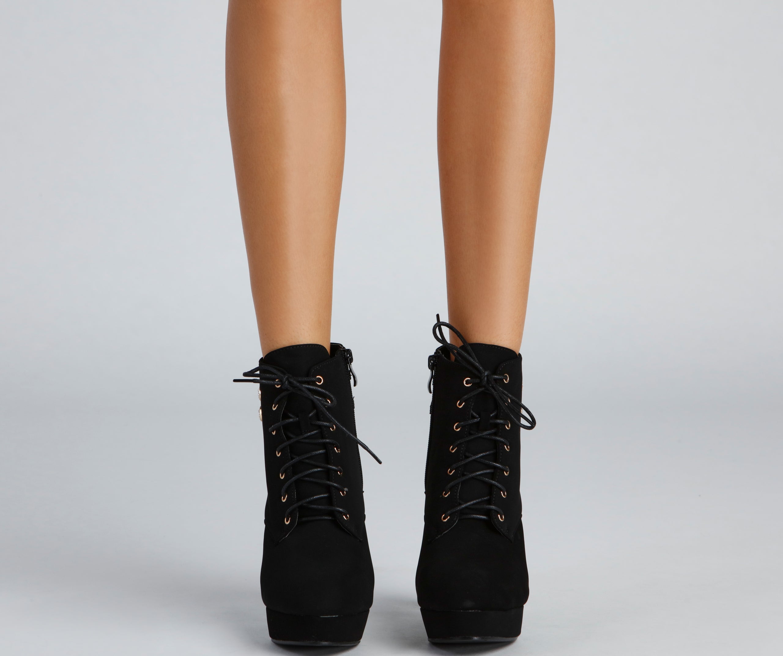 West Side Shine Rhinestone Buckle Platform Booties - Image 2