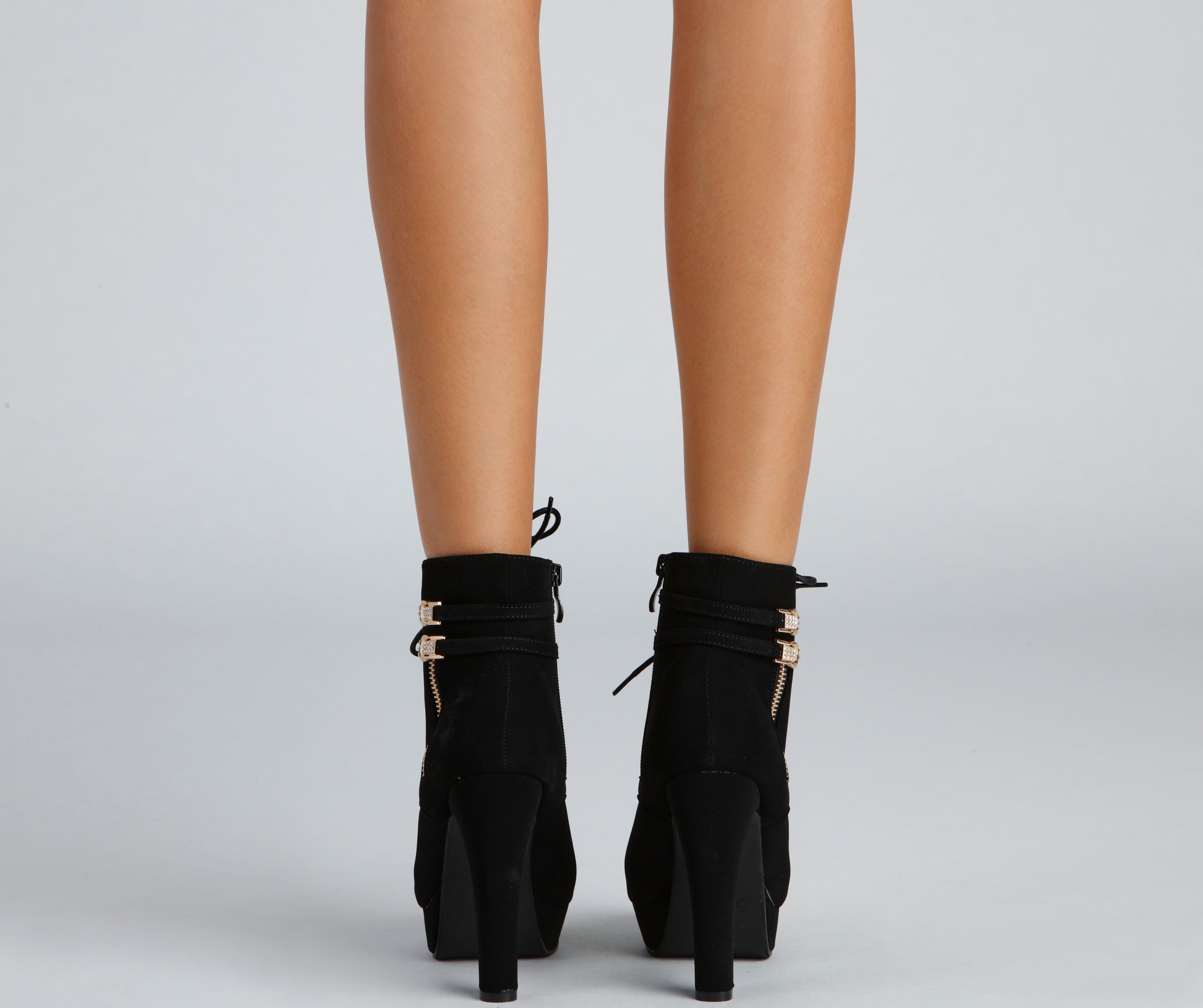 West Side Shine Rhinestone Buckle Platform Booties - Image 4