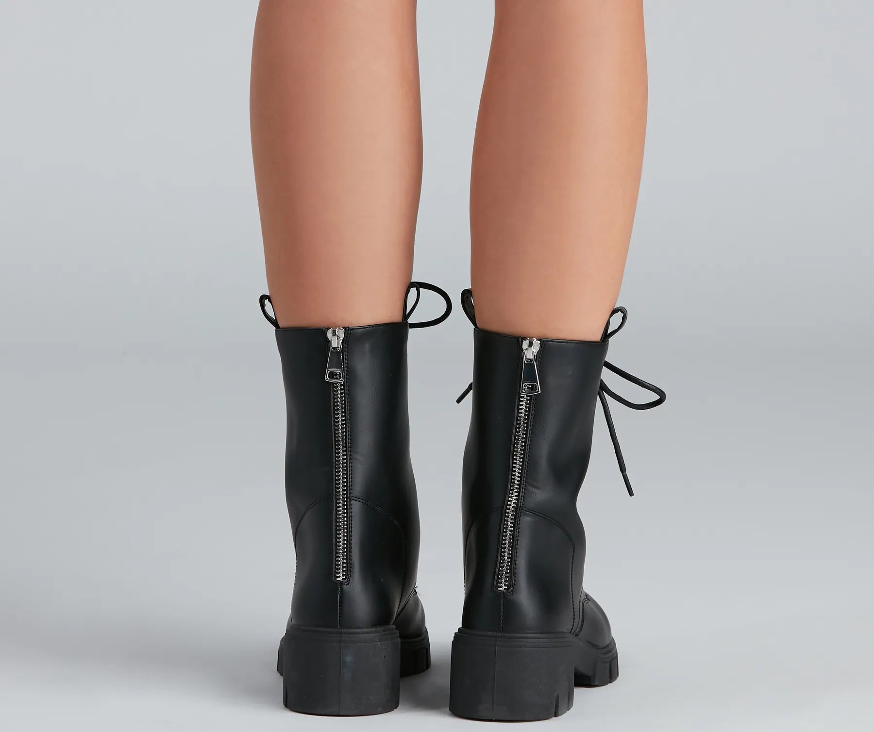 Cool Combat PU Lug Boots - Image 3