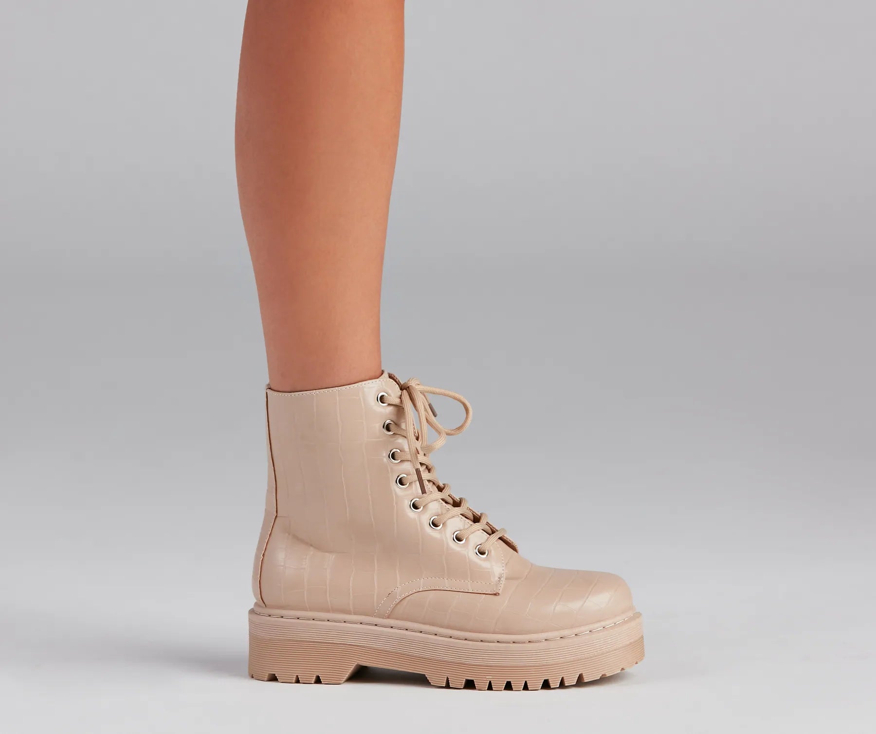 Croco Style Lug Sole Booties - Image 3