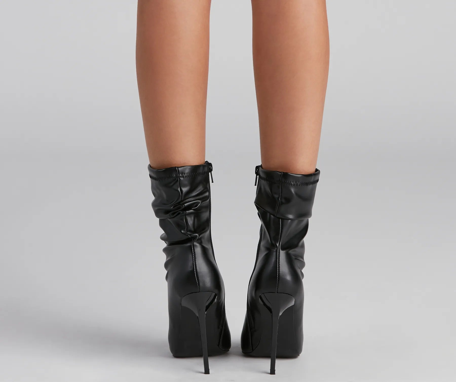 Ruched Life Faux Leather Booties - Image 3