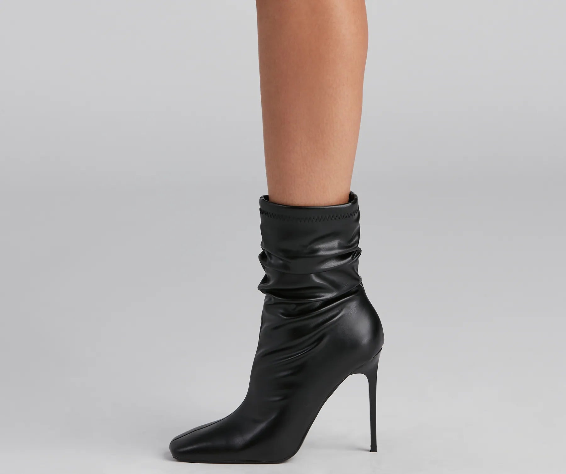 Ruched Life Faux Leather Booties - Image 4