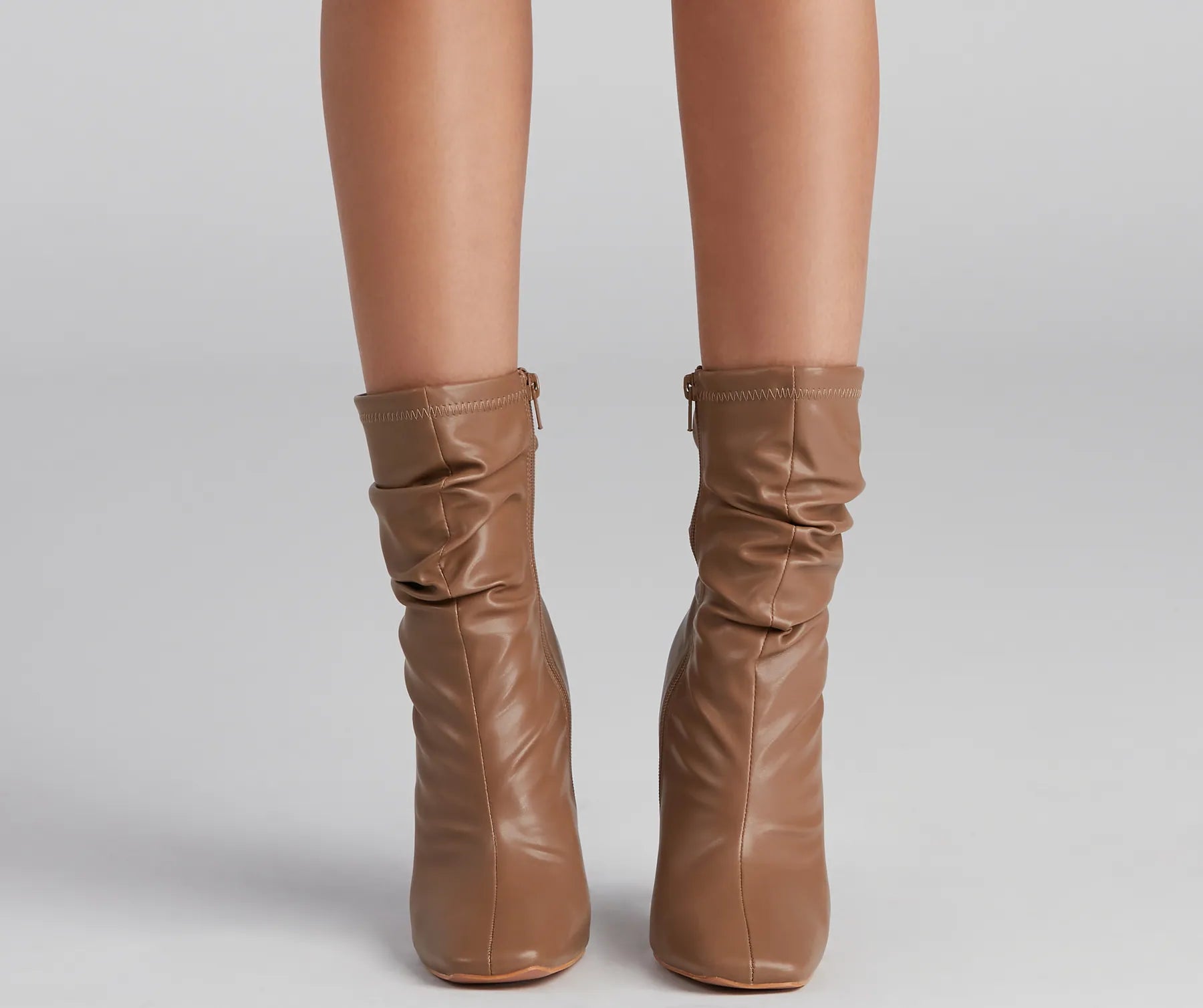 Ruched Life Faux Leather Booties - Image 10