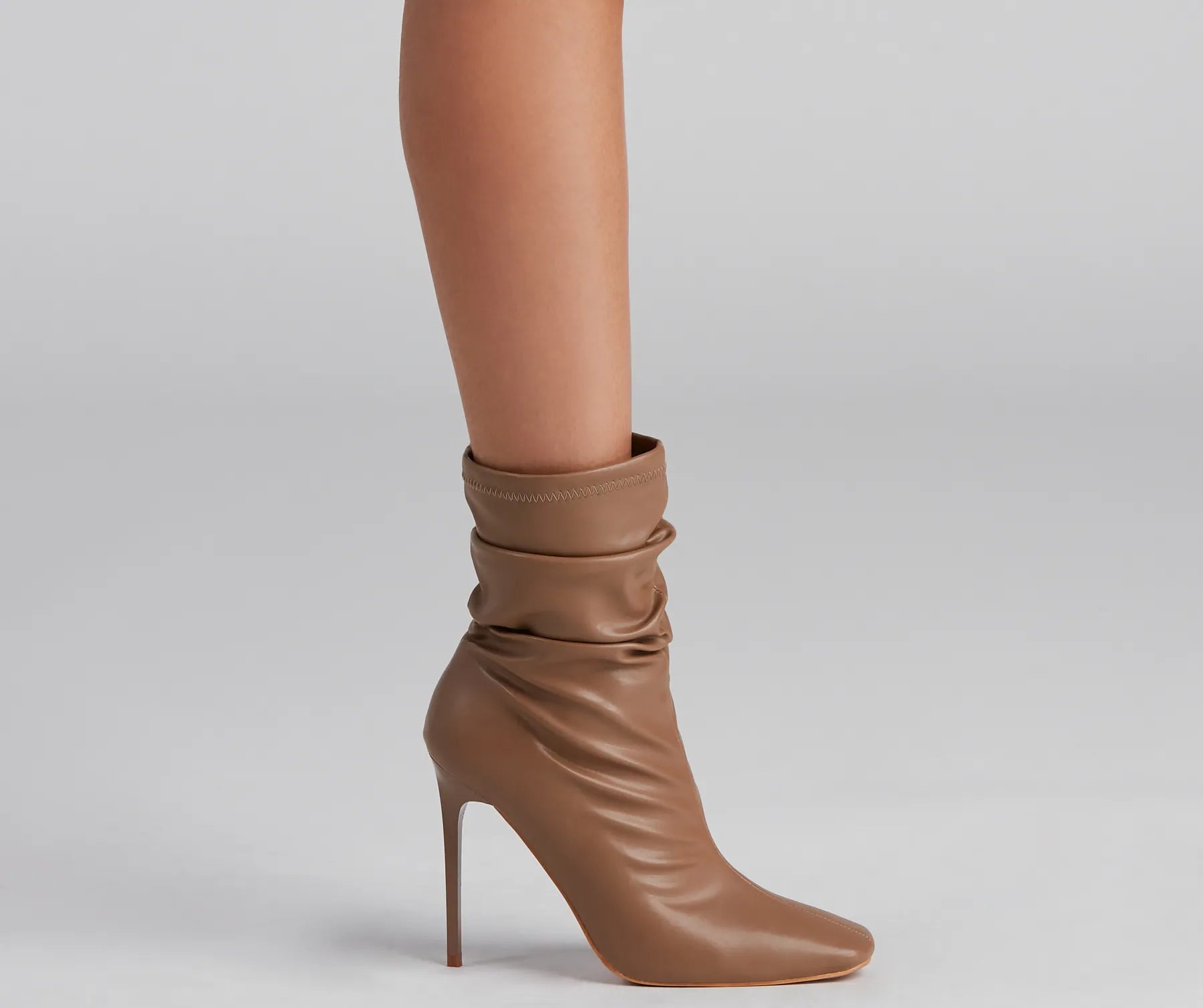 Ruched Life Faux Leather Booties - Image 12