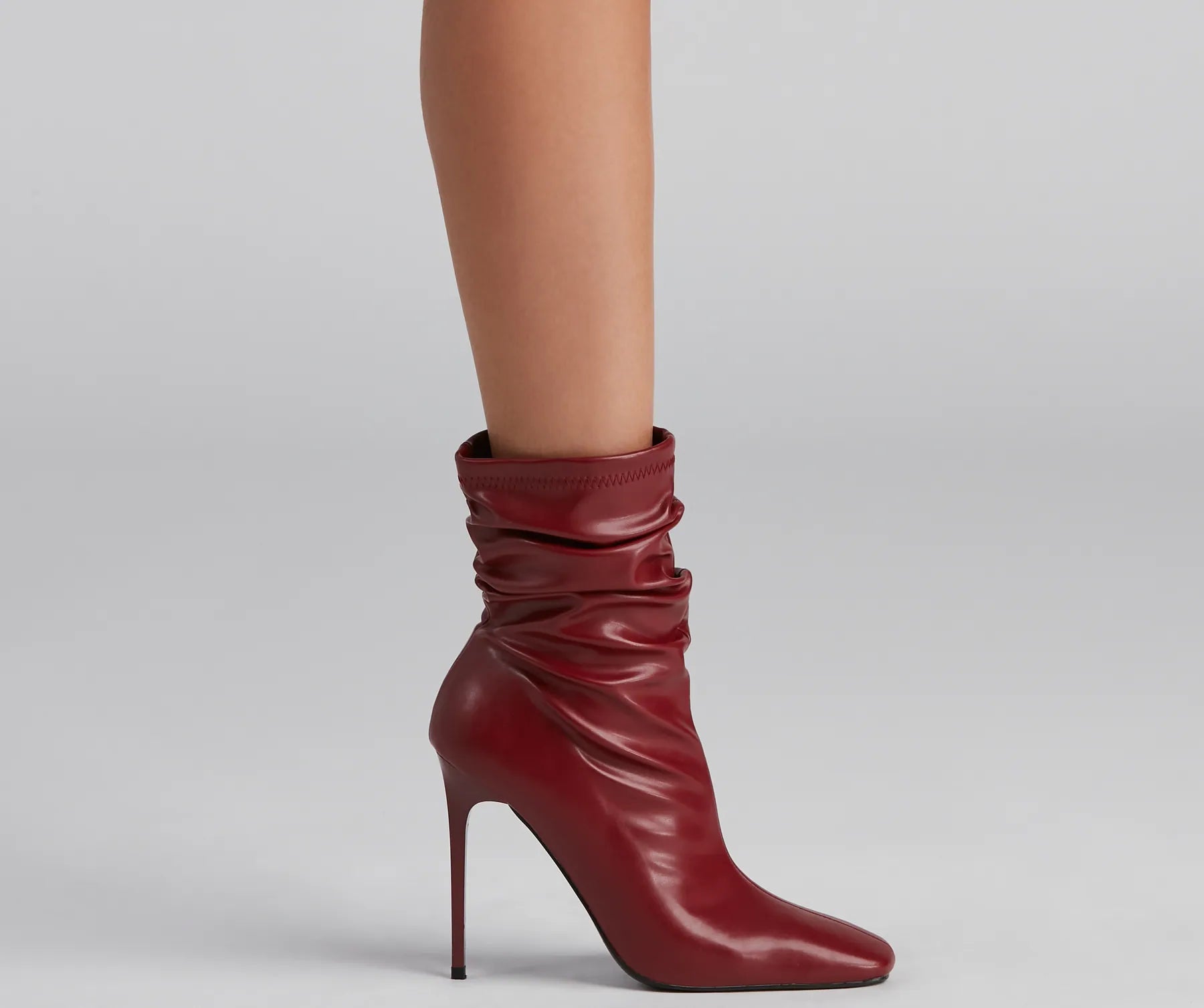 Ruched Life Faux Leather Booties - Image 8