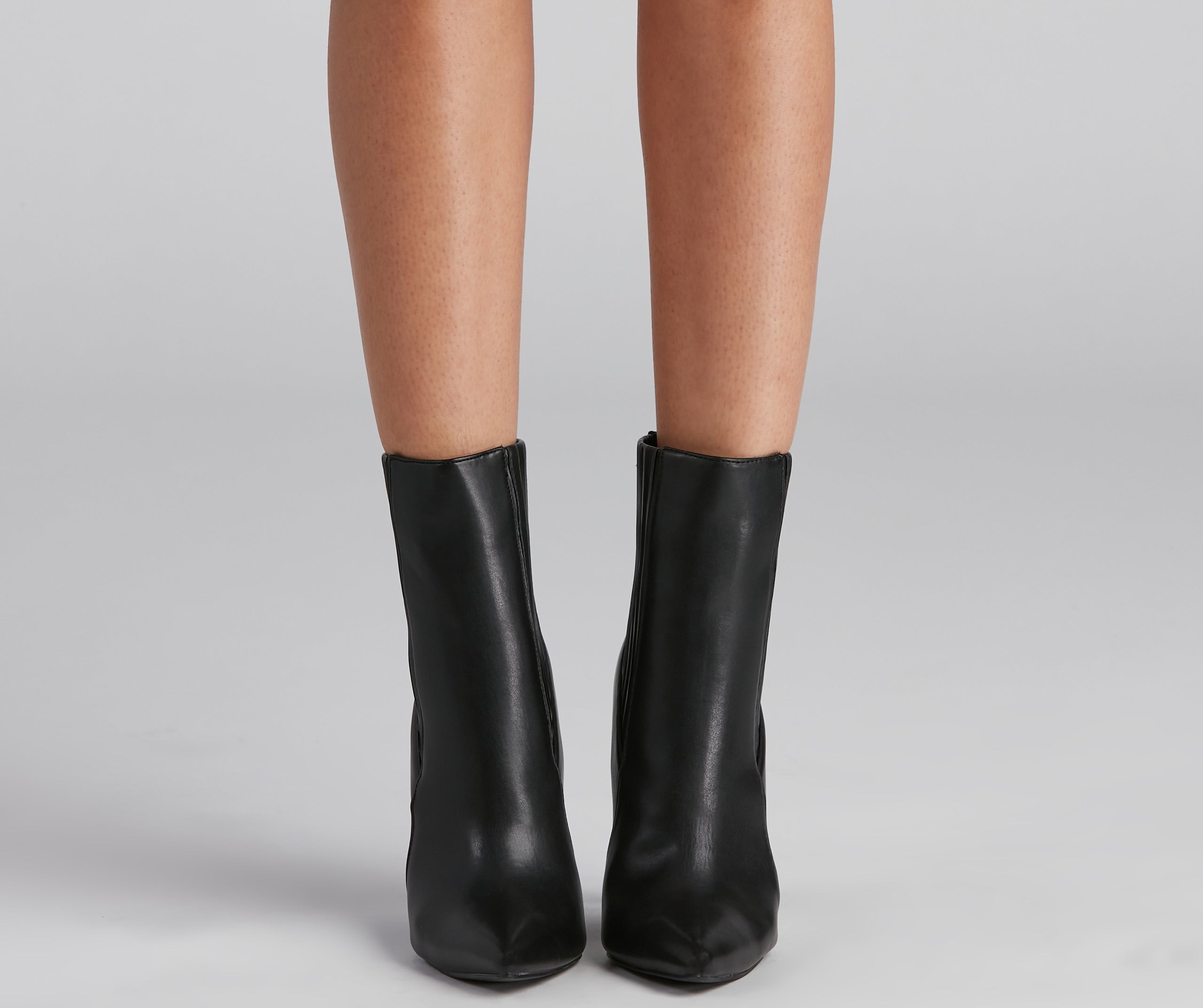 Catwalk Ready Pointed Toe Rib Detail Booties - Image 2