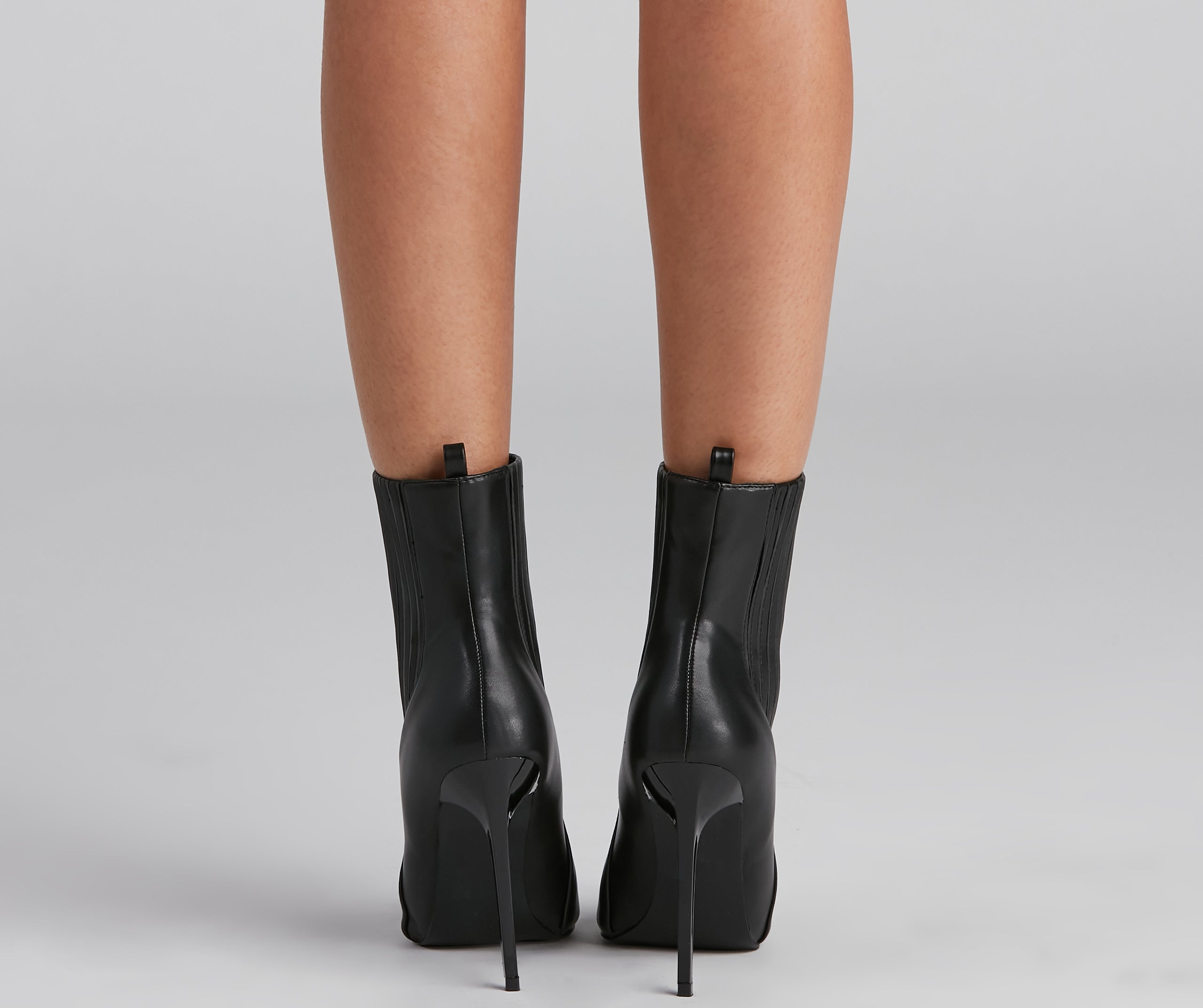 Catwalk Ready Pointed Toe Rib Detail Booties - Image 3