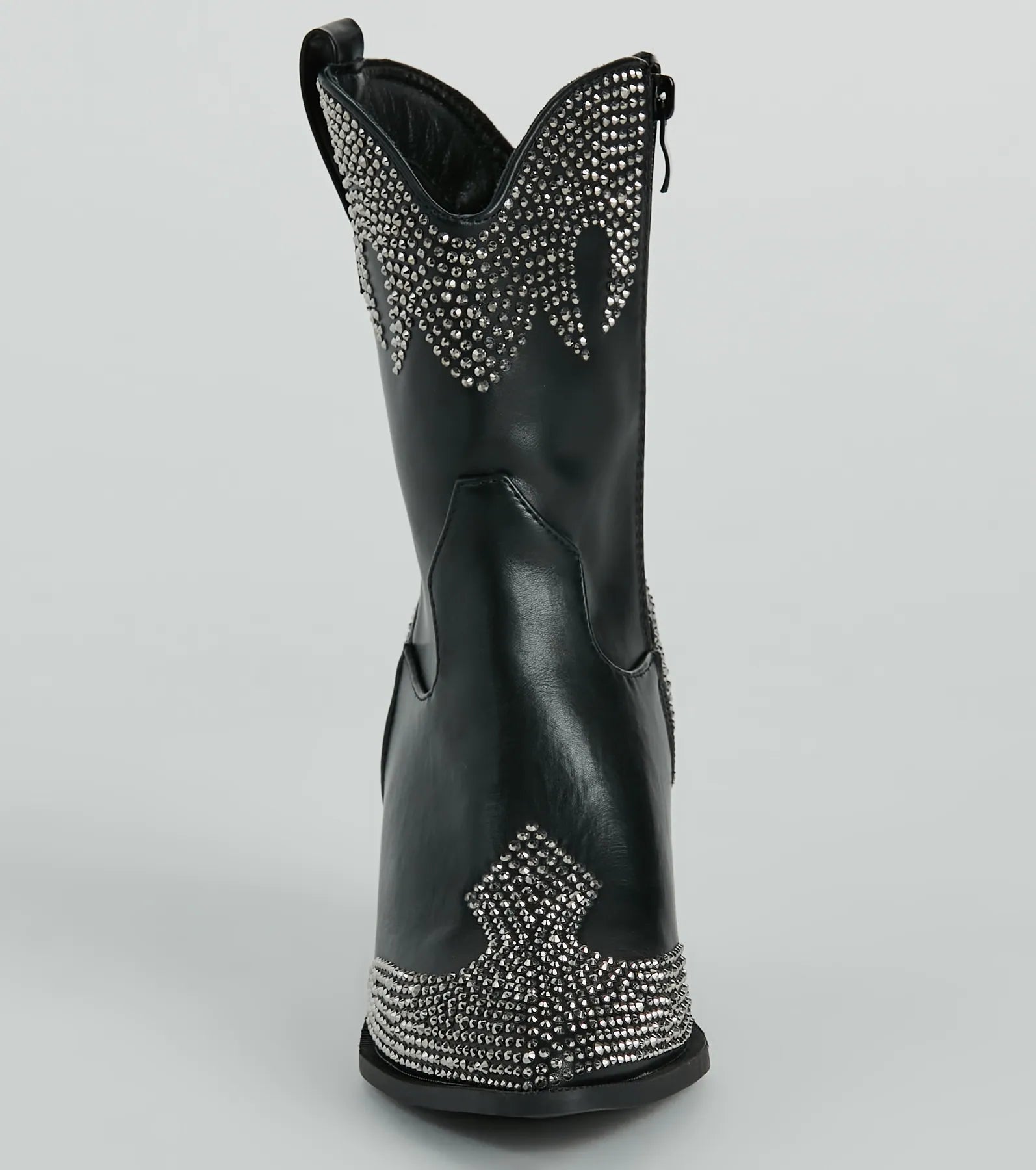 Western Flair Rhinestone Flame Faux Leather Boots - Image 3