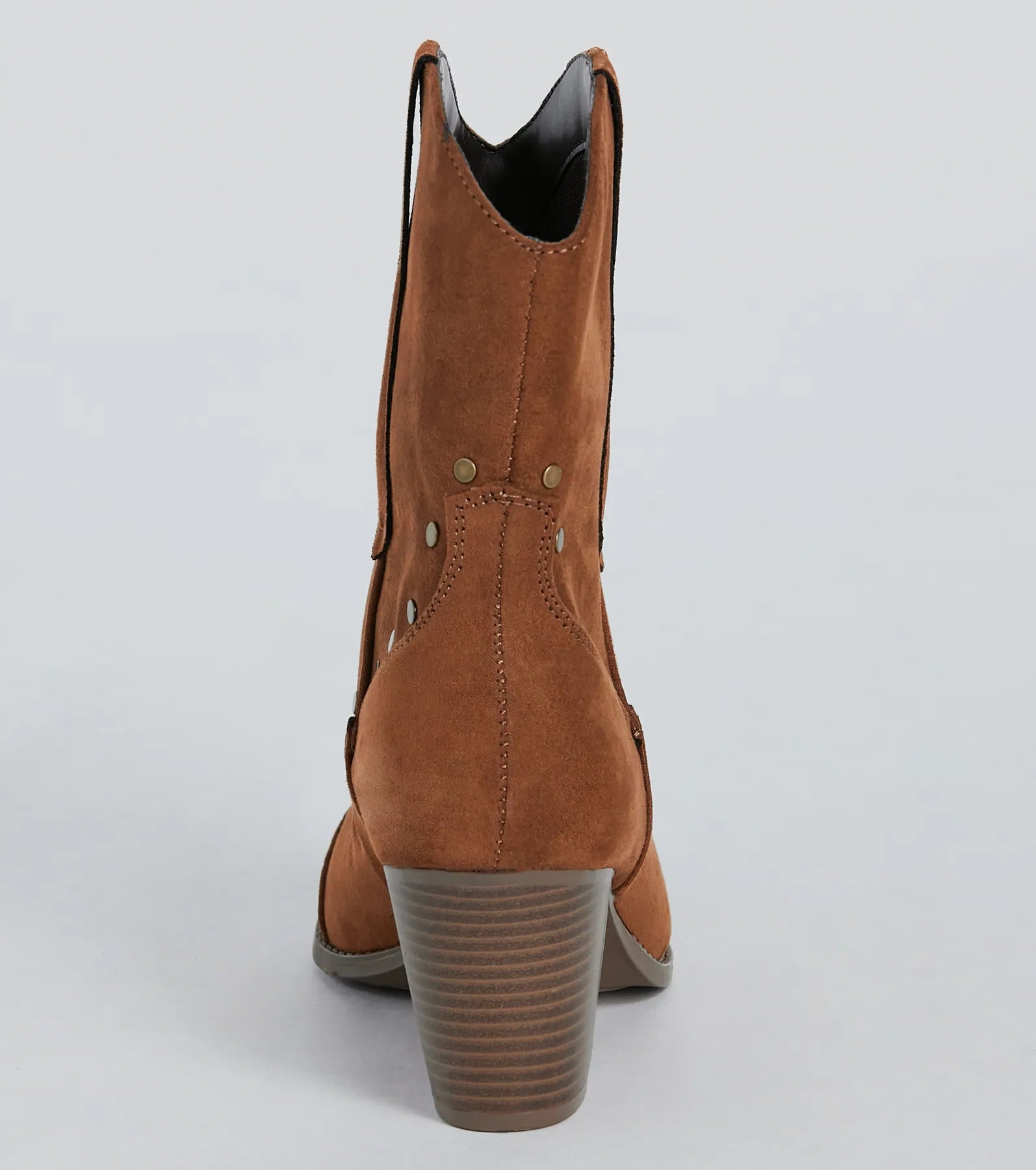 Country Style Studded Faux Suede Western Booties - Image 4