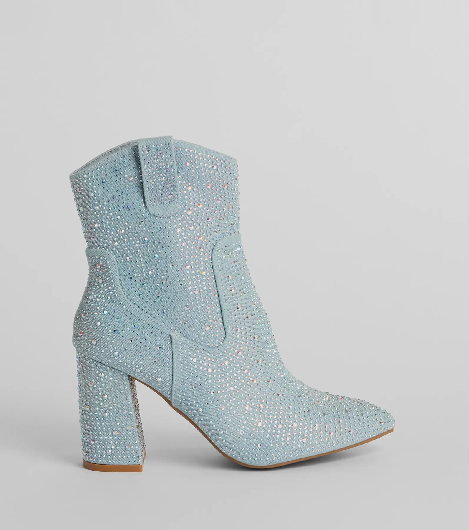 Country Star Glam Rhinestone Western Denim Booties - Image 2
