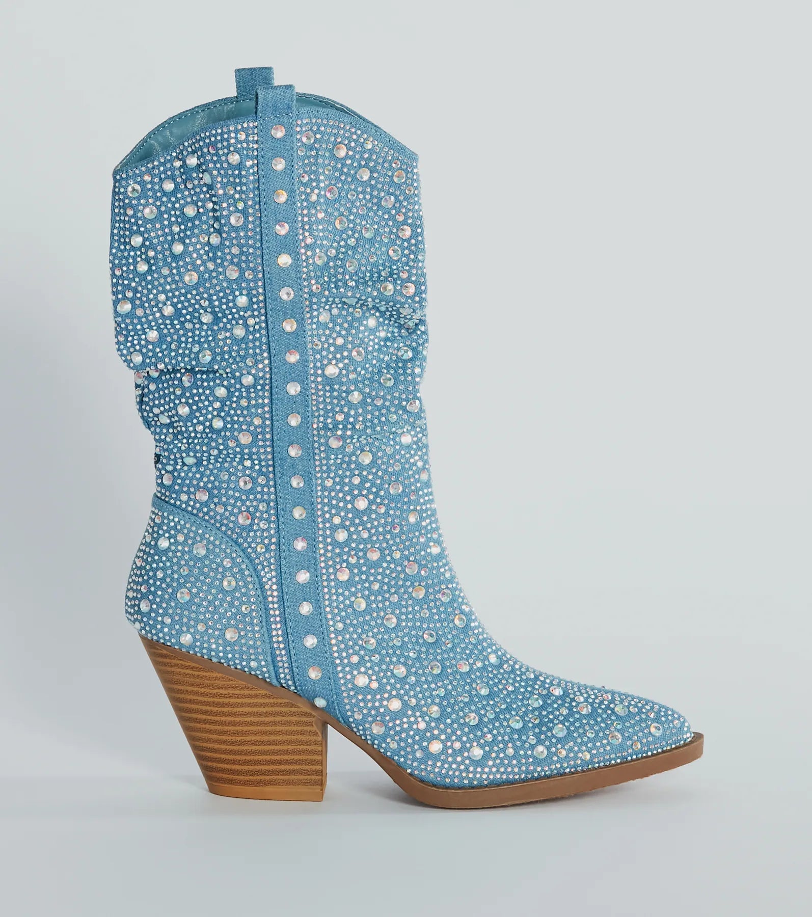 Sparkle Girl Rhinestone Denim Cowboy Boots - Image 2