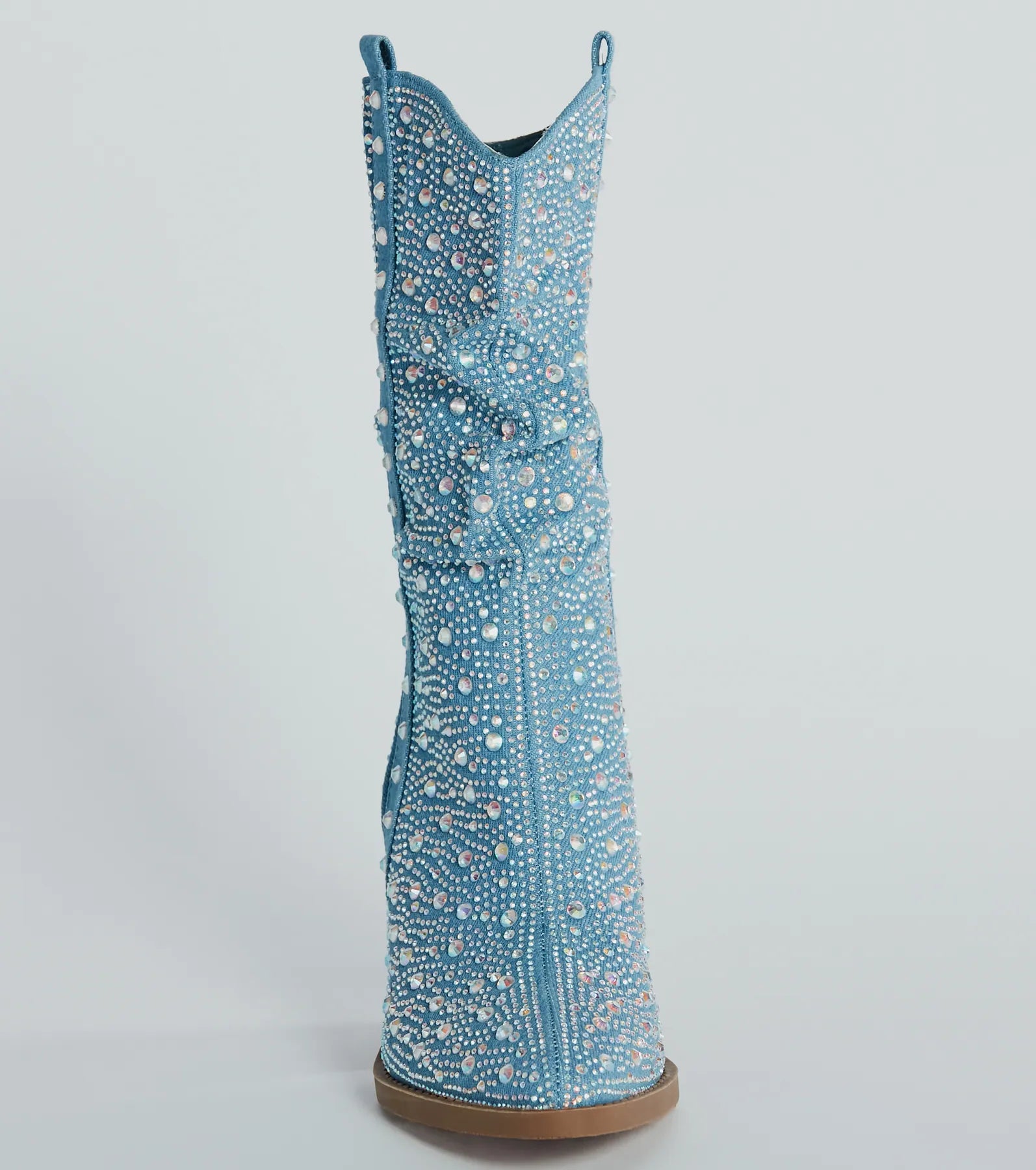 Sparkle Girl Rhinestone Denim Cowboy Boots - Image 3