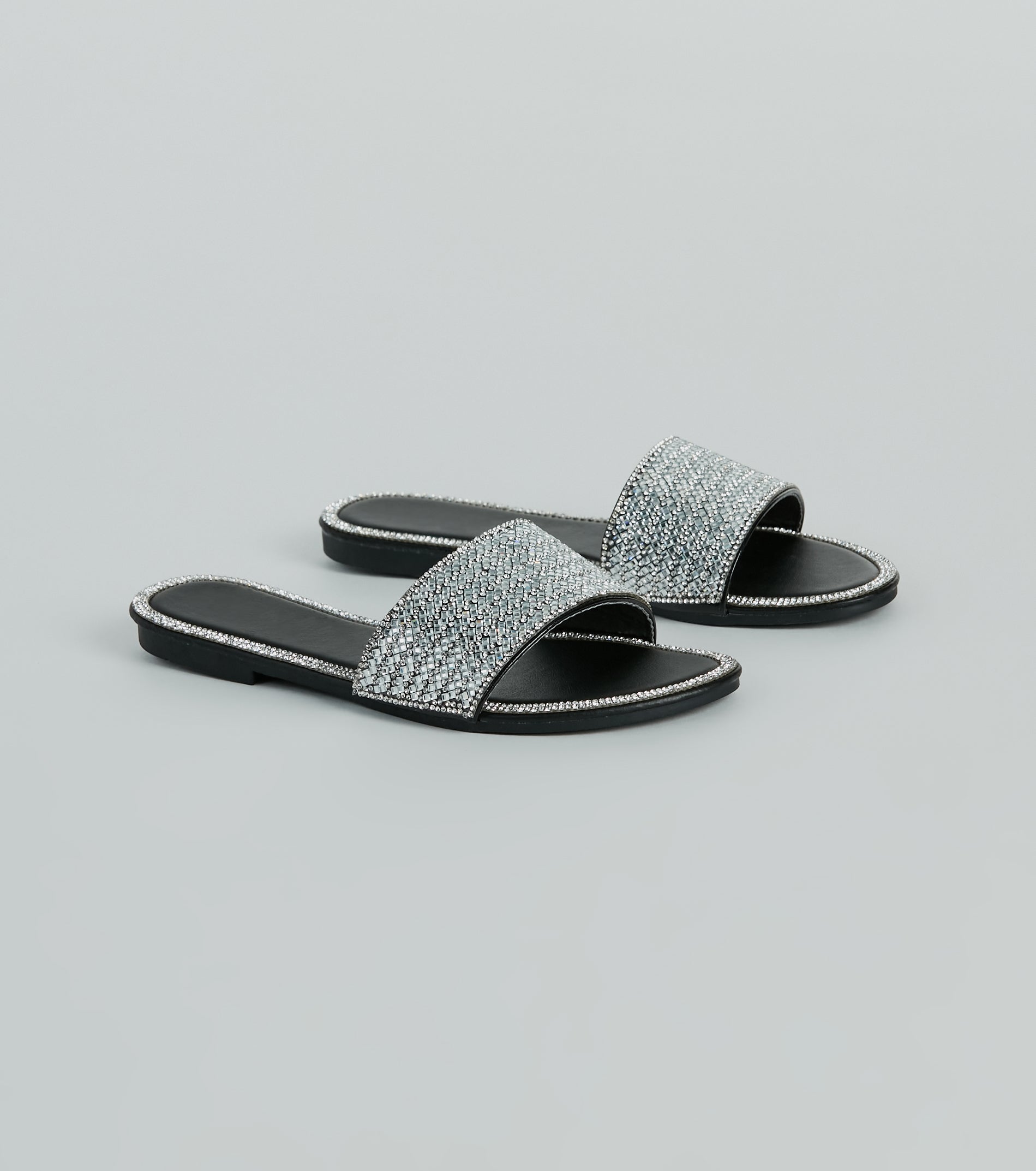 Casual Glitz Rhinestone Strap Faux Leather Sandals - Image 5