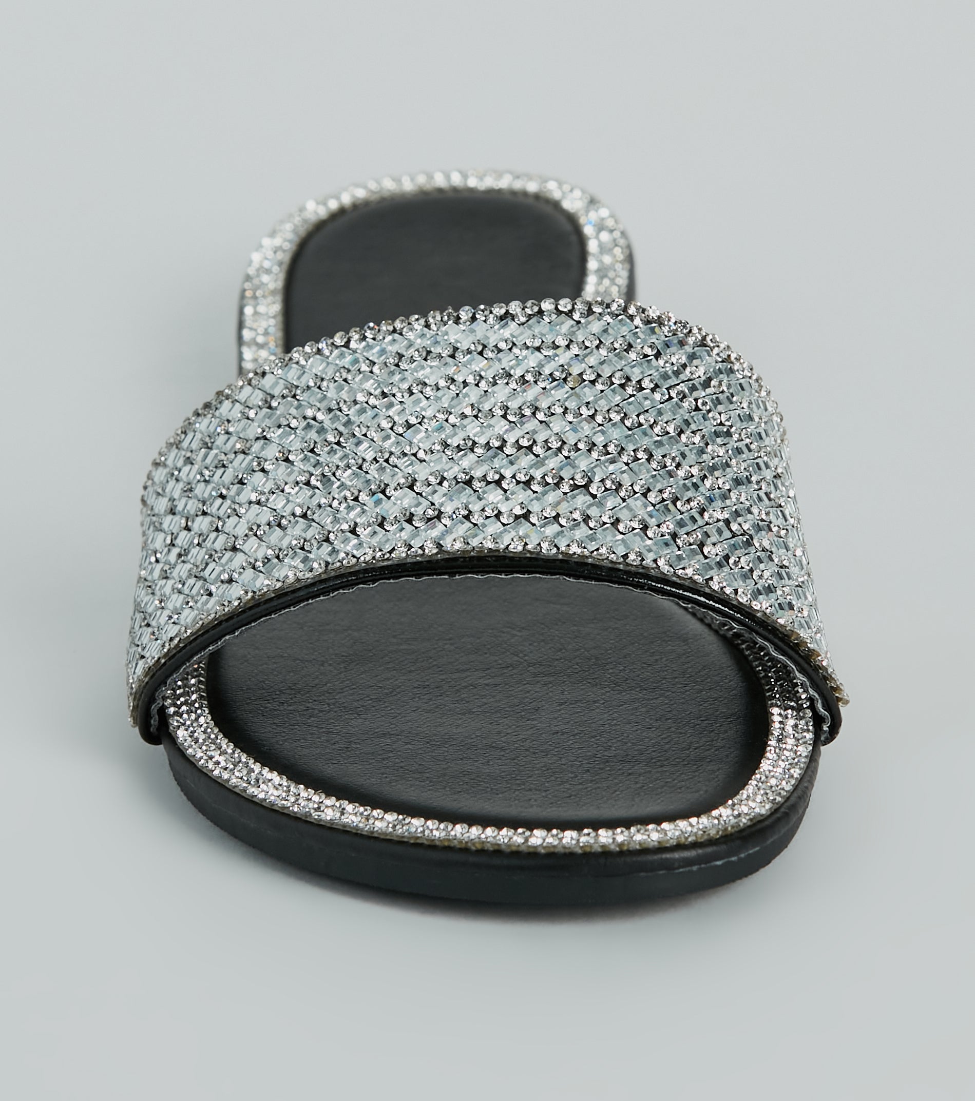 Casual Glitz Rhinestone Strap Faux Leather Sandals - Image 7