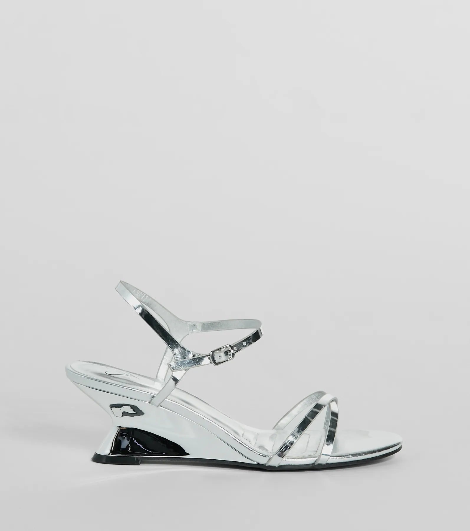 Forever Fab Reflective Chrome Wedge Heels - Image 2