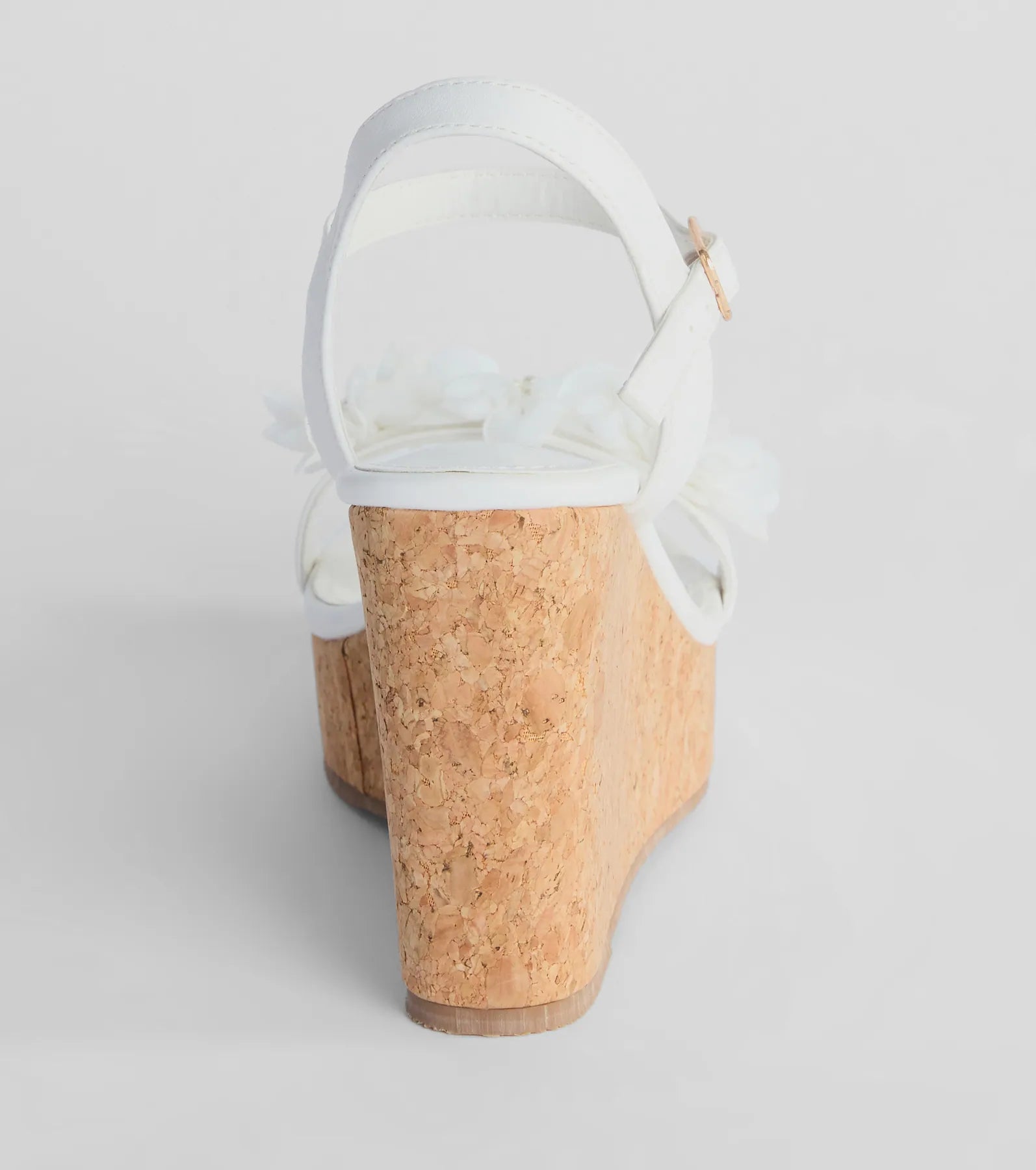 Whimsical Touch Pearl Flower Strap Cork Wedges - Image 4