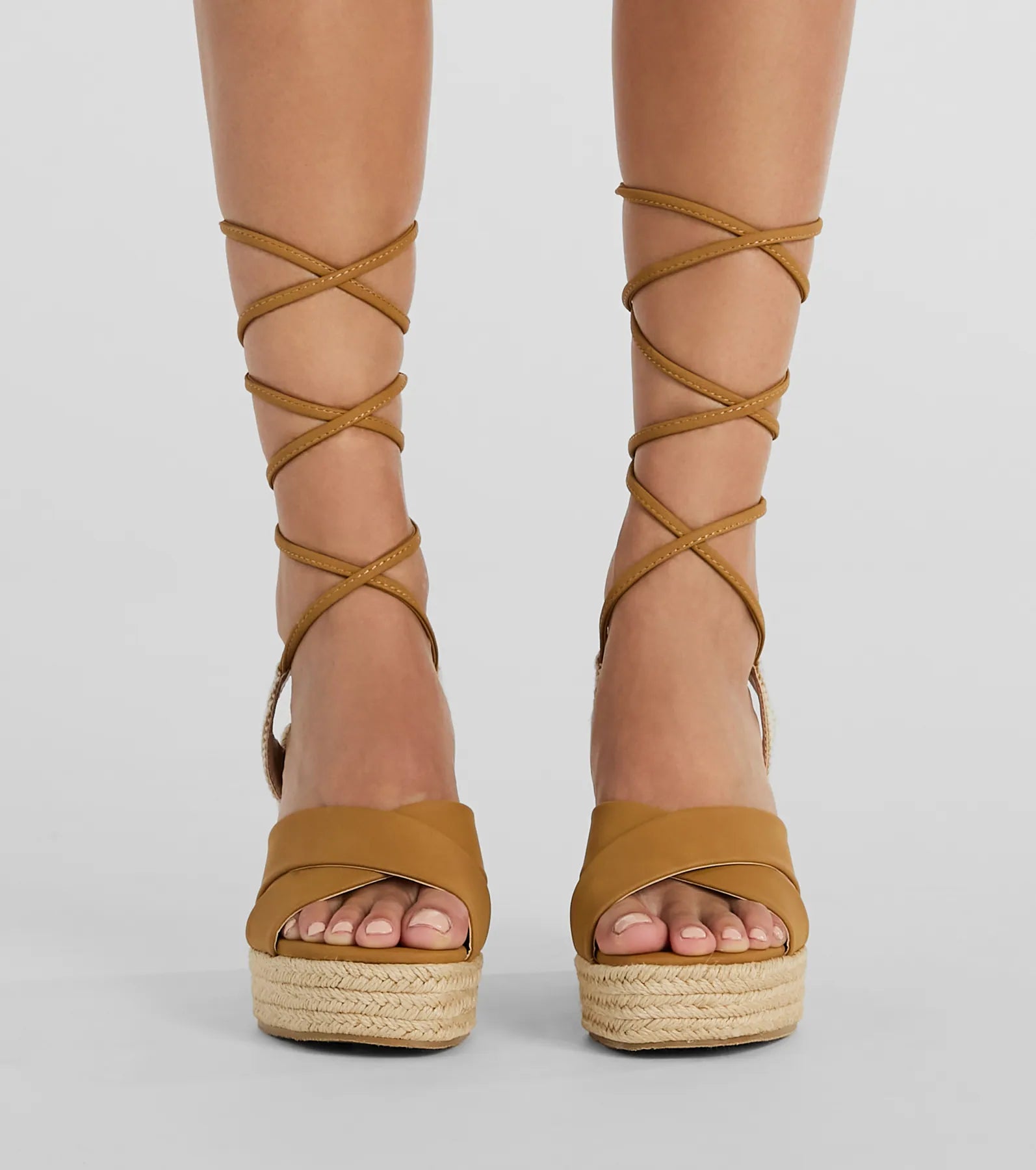 Open Toe Season Lace-Up Espadrille Wedges - Image 2