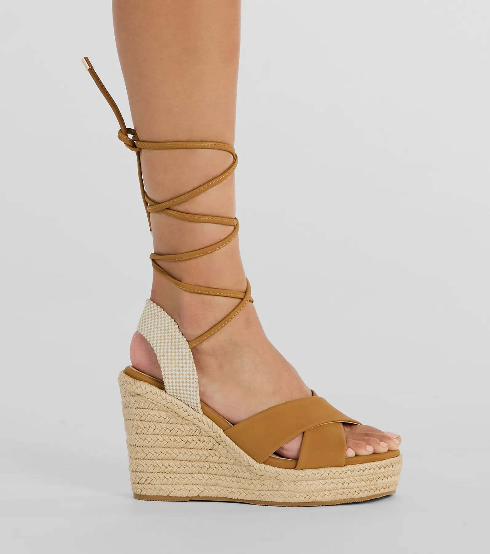 Open Toe Season Lace-Up Espadrille Wedges - Image 3
