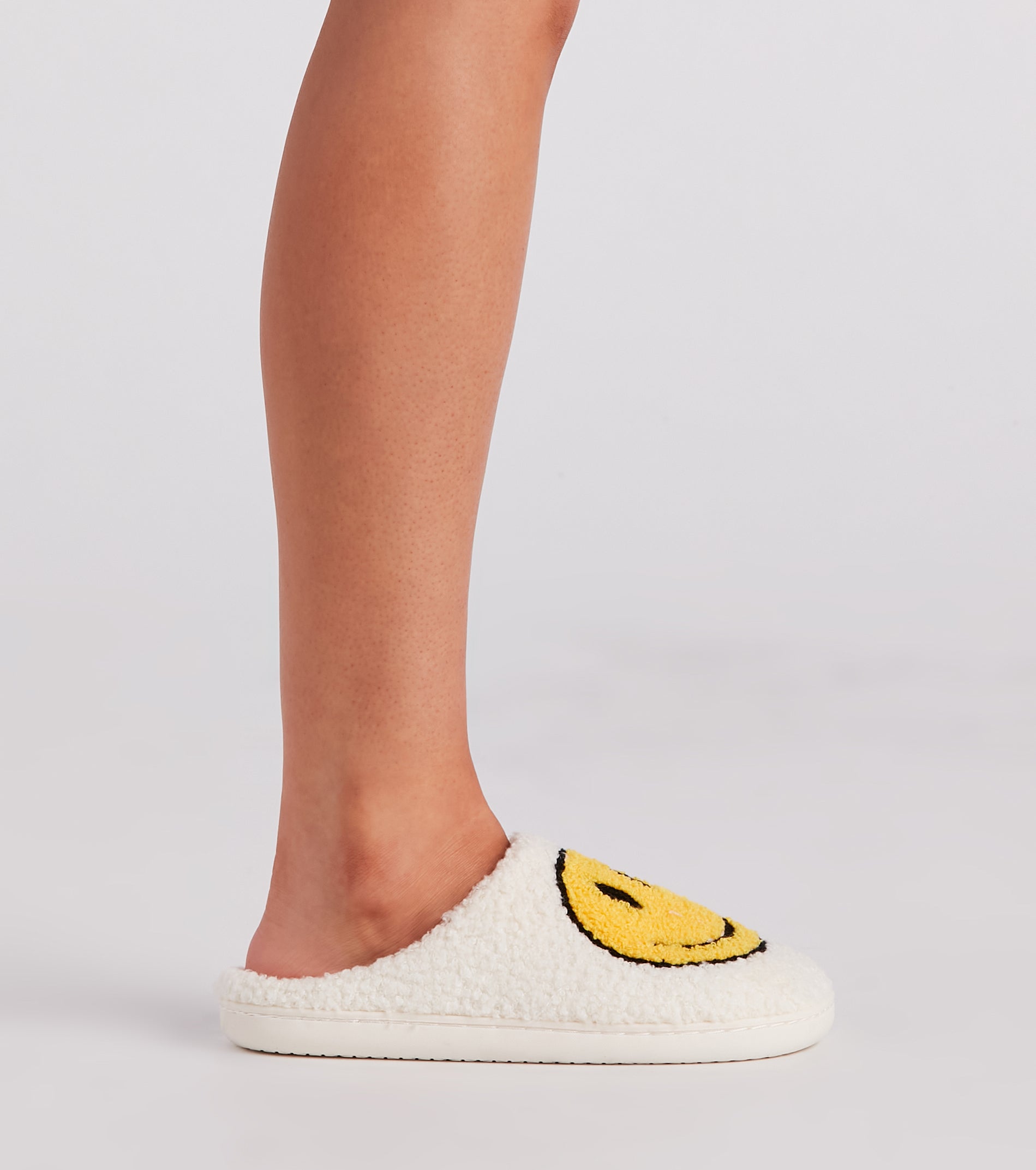 Be Happy Face Faux Sherpa Slippers - Image 7